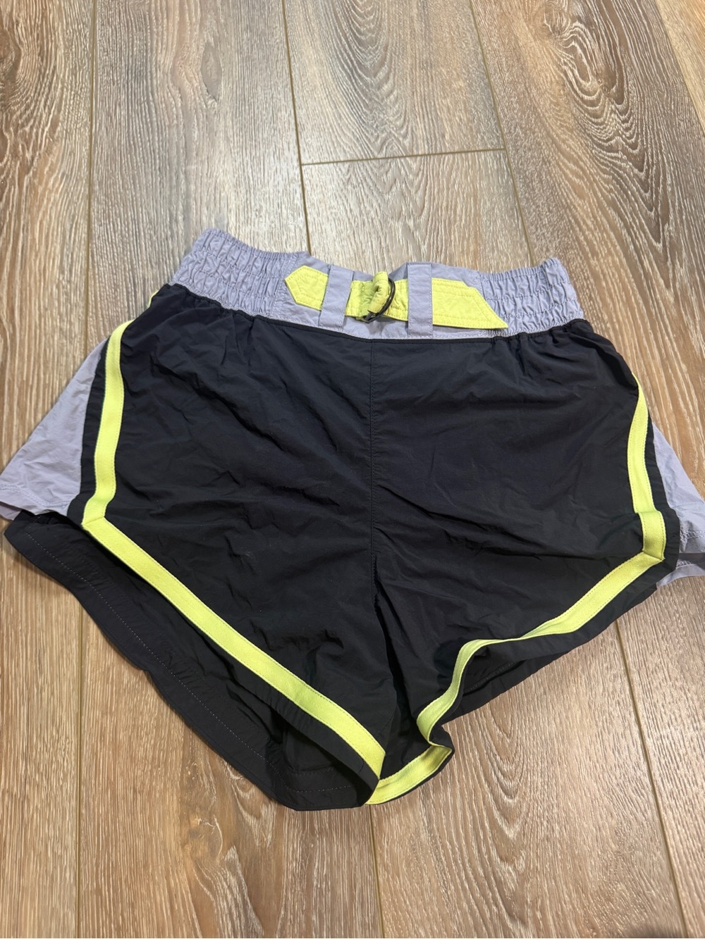 FP Movement by Free People Black Athletic Shorts with Neon Yellow Trim